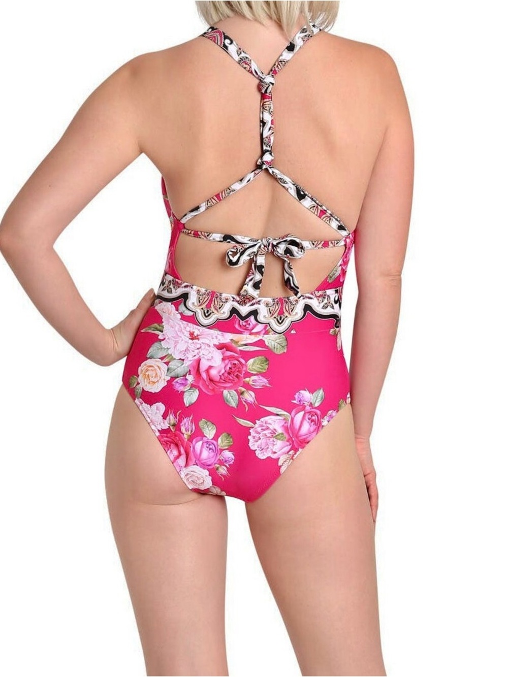 Nanette Lepore "Val" Botanical Floral Print One-Piece Beach Swimsuit Size 6 - Picture 3 of 10